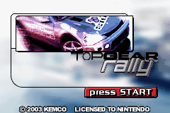 Top Gear Rally title screen for GameBoy Advance